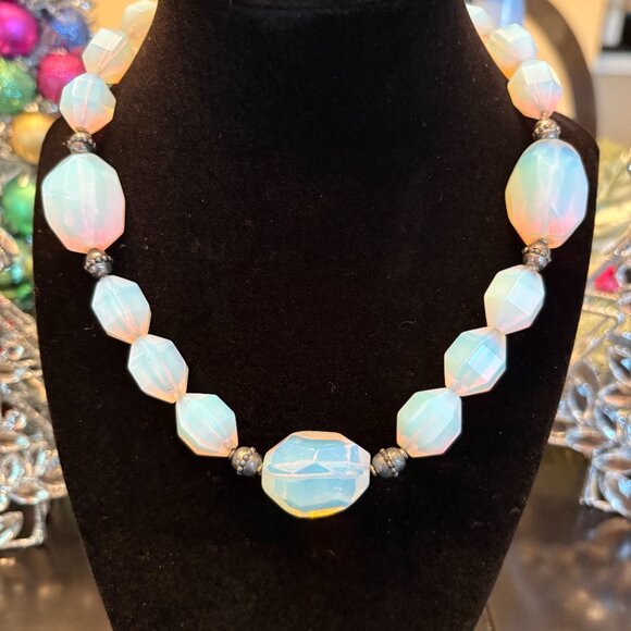 Opalite and Sterling Silver Choker Necklace - Picture 2 of 4